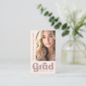 Blush roze retro afstudeerder student afstuderen f visitekaartje (Staand voorkant)