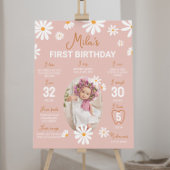 Blush Roze Retro Daisy 1e Verjaardag Mijlpaal Teke Poster