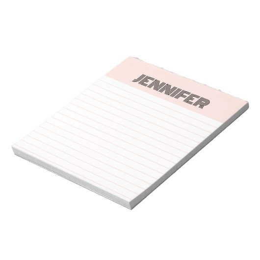 Blush roze retro met aangepaste lijnen notitieblok (Linkerzijde)