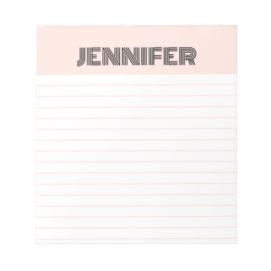 Blush roze retro met aangepaste lijnen notitieblok (Voorkant)