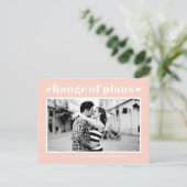 Blush roze retro Typografie Verandering van planne Aankondigingskaart (Staand voorkant)