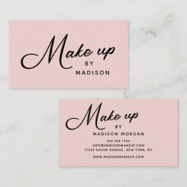 Blush Roze Retro Zwarte Script Make-up Visitekaartje