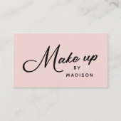 Blush Roze Retro Zwarte Script Make-up Visitekaartje (Voorkant)