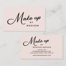 Blush Roze Retro Zwarte Script Make-up Visitekaartje