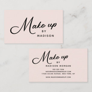 Blush Roze Retro Zwarte Script Make-up Visitekaartje