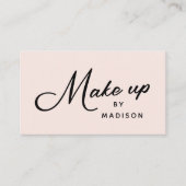 Blush Roze Retro Zwarte Script Make-up Visitekaartje (Voorkant)