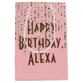 Blush roze Rhinestone Bling Birthday Medium Cadeauzakje (Voorkant)