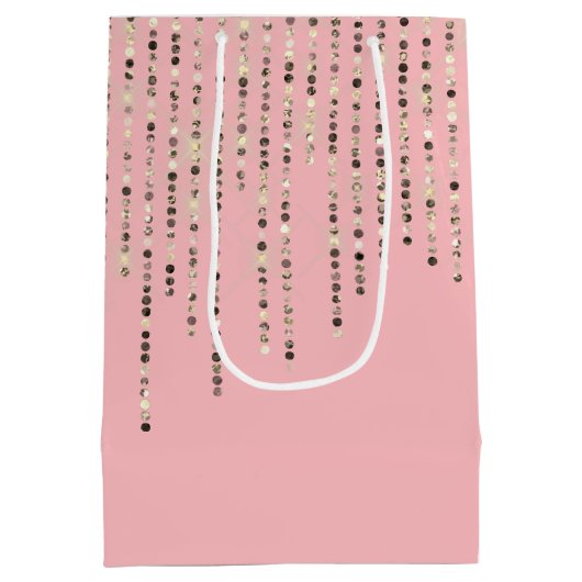 Blush roze Rhinestone Bling Birthday Medium Cadeauzakje (Achterkant)