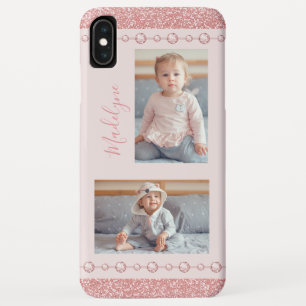 Blush Roze Rhinestone Glitter Name Foto Case-Mate iPhone Case