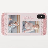 Blush Roze Rhinestone Glitter Name Foto Case-Mate iPhone Case (Achterkant (horizontaal))