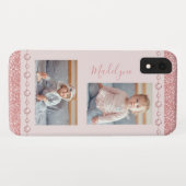 Blush Roze Rhinestone Glitter Name Foto Case-Mate iPhone Case (Achterkant (horizontaal))