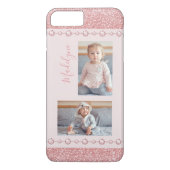 Blush Roze Rhinestone Glitter Name Foto Case-Mate iPhone Case (Achterkant)