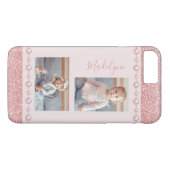 Blush Roze Rhinestone Glitter Name Foto Case-Mate iPhone Case (Achterkant (Horizontaal))
