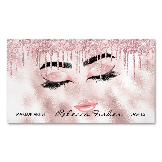 Blush Roze riemas Beauty Magnet-Kaart Magnetisch Visitekaartje (Voorkant)