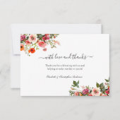 Blush Roze Rode Bloemen Botanische bruiloft Bedankkaart