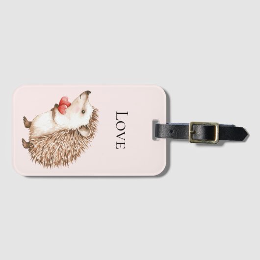 Blush roze rode harten egel liefde bagagelabel (Voorkant (horizontaal))