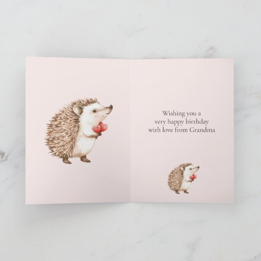 Blush Roze Rode Harten Egel Verjaardag Kaart (Binnen)