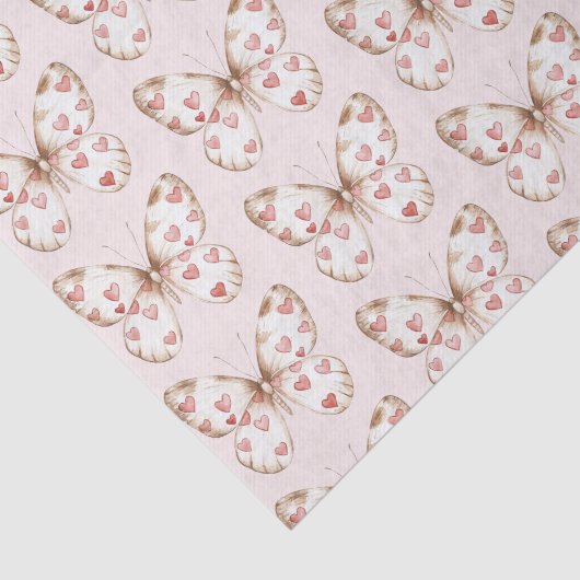 Blush roze rode harten vlinder verjaardag tissuepapier (Detail)