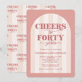 Blush roze rode juichen tot 40 jaar 40e verjaardag kaart (Voorkant / Achterkant)