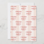 Blush roze rode juichen tot 40 jaar 40e verjaardag kaart (Achterkant)