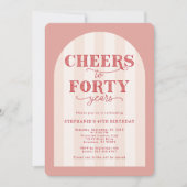 Blush roze rode juichen tot 40 jaar 40e verjaardag kaart
