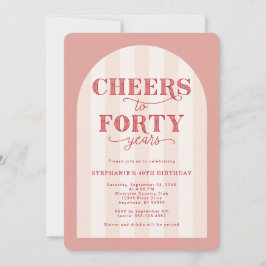 Blush roze rode juichen tot 40 jaar 40e verjaardag kaart