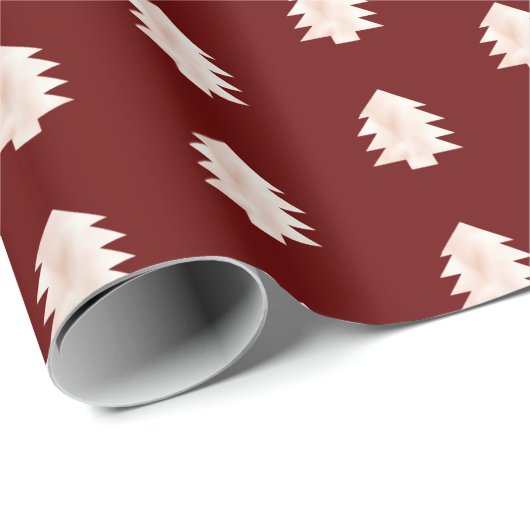Blush roze rode kerstbomen cadeaupapier (Rol Hoek)