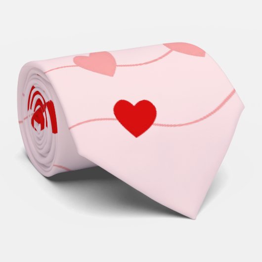 Blush roze rode Valentijnsdag string van harten Stropdas (Opgerold)