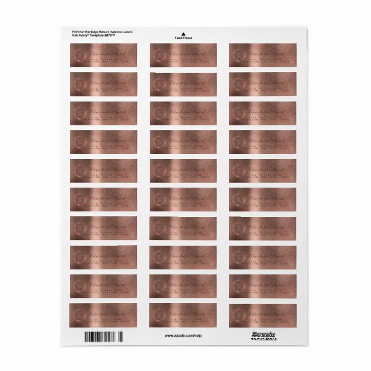 Blush roze rode VIP Monogram Retouradreslabels Etiket (Full Sheet)