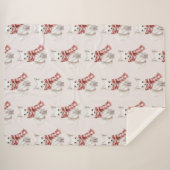 Blush roze rode witte pepermunt vos sherpa deken (Voorkant (horizontaal))