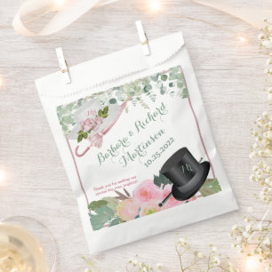 Blush roze Romantic Floral Wedding Bedankzakje