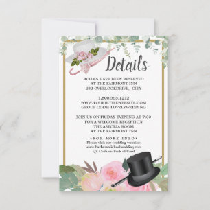 Blush roze Romantic Floral Wedding Details Kaart