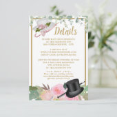 Blush roze Romantic Floral Wedding Details Kaart (Staand voorkant)