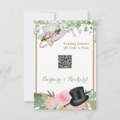 Blush roze Romantic Floral Wedding Details Kaart (Achterkant)