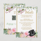 Blush roze Romantic Floral Wedding Details Kaart (Voorkant / Achterkant)