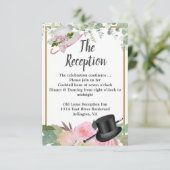 Blush roze Romantic Floral Wedding Reception Kaart (Staand voorkant)