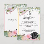 Blush roze Romantic Floral Wedding Reception Kaart (Voorkant / Achterkant)
