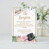 Blush roze Romantic Floral Wedding Reception Kaart (Staand voorkant)