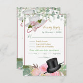 Blush roze Romantic Floral Wedding RSVP Kaartje (Voorkant / Achterkant)