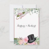 Blush roze Romantic Floral Wedding RSVP Kaartje (Achterkant)
