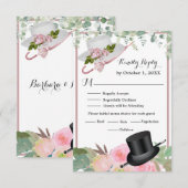 Blush roze Romantic Floral Wedding RSVP Kaartje (Voorkant / Achterkant)