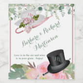 Blush roze Romantic Floral Wedding Wijn Etiket (Enkel label)