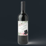 Blush roze Romantic Floral Wedding Wijn Etiket<br><div class="desc">Romantic pastel waterverf roos tuinbloem botanische trouwwijn label. Dit unieke en charmerende etiket is voorzien van bouquets van zacht pastel waterverf rozen in tinten van wazige roze, pastelroze, perzik en crème met groene botanische en eucalyptusbladeren. Hij is ook voorzien van de prachtige bovenste hoed en wandelstok met het charmante pet...</div>