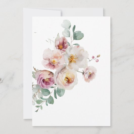 Blush Roze Romantische Bloemen Top Hat bruiloft Kaart (Achterkant)