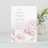 Blush Roze Romantische Bloemen Waterverf bruiloft Kaart (Staand voorkant)