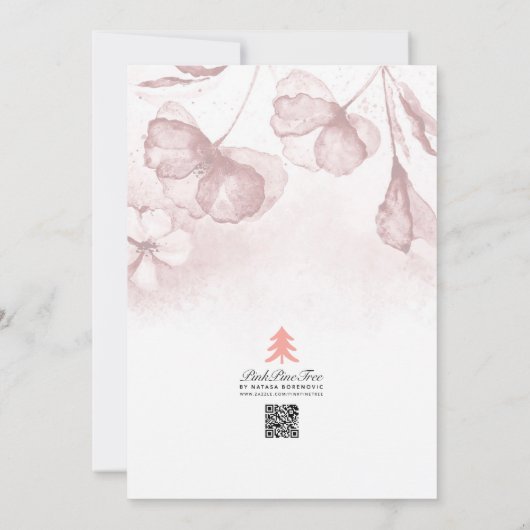 Blush Roze Romantische Bloemen Waterverf bruiloft Kaart (Achterkant)
