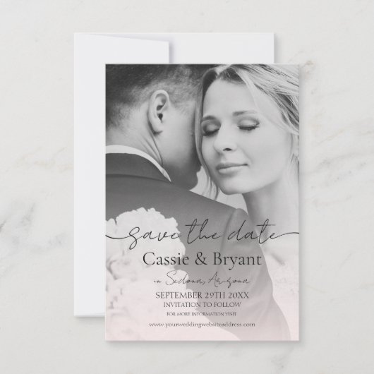 Blush Roze Romantische Chique Volledige Foto Save  (Voorkant)