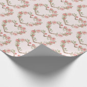 Blush Roze Romantische Rode Roos Bloemen Hart Huwe Cadeaupapier (Hoek)
