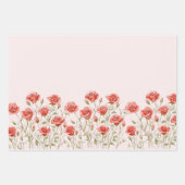 Blush Roze Romantische Rode Roos Bloemen Hart Huwe Inpakpapier Vel (Voorkant 3)