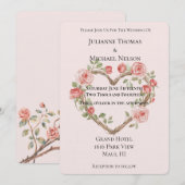 Blush Roze Romantische Rode Roos Bloemen Hart Huwe Kaart (Voorkant / Achterkant)